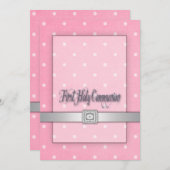 Invitation Filles Pink Première Communion (Devant / Derrière)