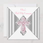 Invitation Filles Pink Première Communion (Devant)