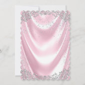 Invitation Filles Pink Satin Photo Baptême Christening (Dos)