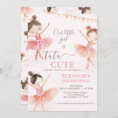 Invitation Filles Pink Tutu Ballerina 2e anniversaire (Devant / Derrière)