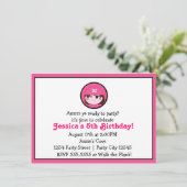 Invitation Filles Pirate Rose Brown cheveux Anniversaire Invi (Debout devant)