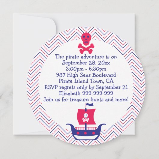 Invitation Filles Piratent N'Importe Quel Âge Fête D'Annivers (Dos)