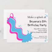 Invitation Filles Piscine d'été Piscine Rose Water Slide Part (Devant / Derrière)