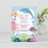 Invitation Filles Plongeons Cinq 5ème Océan Rose Dolphin Mer (Debout devant)