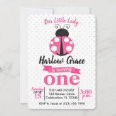 Invitation Filles Pois de Pink Ladybug (Devant)