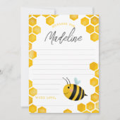 Invitation Filles Premier Jour d'Abeille Anniversaire Heure C (Devant)