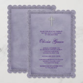 Invitation Filles Première Communion Violet (Devant / Derrière)