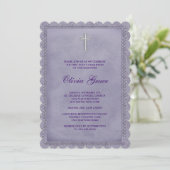 Invitation Filles Première Communion Violet (Debout devant)