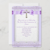 Invitation Filles Première Sainte Communion Croix Jolie Lavan (Dos)
