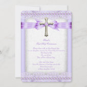 Invitation Filles Première Sainte Communion Croix Jolie Lavan (Devant)