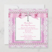 Invitation Filles première sainte communion Croix jolie perle (Devant)