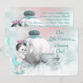 Invitation Filles Princesse 1er anniversaire (Devant / Derrière)