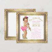 Invitation Filles Princesse 5e anniversaire fête Pink Gold (Devant / Derrière)