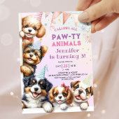Invitation Filles Puppy Pawty Party 3ème anniversaire Invitat