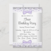 Invitation Filles Purple Grey 1ère fête d'anniversaire (Dos)