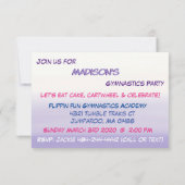 Invitation Filles Purple Ombre Gymnastique Party (Dos)