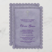 Invitation Filles Purple Première Communion (Devant / Derrière)