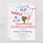 Invitation Filles Purple Tumbling Gymnastique Anniversaire (Devant)