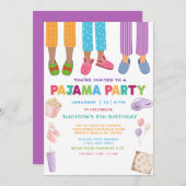 Invitation Filles Pyjama fête d'anniversaire (Devant / Derrière)