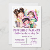 Invitation Filles pyjama pop-corn soirée pyjama (Devant)