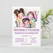 Invitation Filles pyjama pop-corn soirée pyjama (Debout devant)