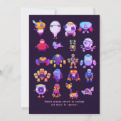 Invitation Filles ROBOT FÊTE rose Anniversaire Caricature mig (Dos)