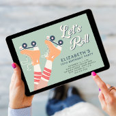 Invitation Filles Roller Patinage Fête d'anniversaire