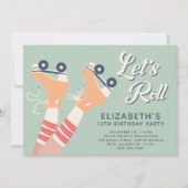 Invitation Filles Roller Patinage Fête d'anniversaire (Devant)
