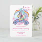 Invitation Filles Roller Patinage rose fête d'anniversaire (Debout devant)