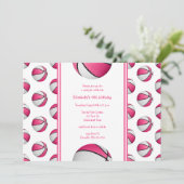 Invitation filles rose blanc basket anniversaire ou fête d'éq (Debout devant)