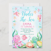 Invitation Filles Rose Bleu Sous La Mer Anniversaire (Devant)