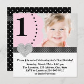 Invitation Filles rose et noire fête d'anniversaire (Devant / Derrière)