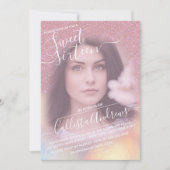 Invitation Filles rose Faux Iridescente Parties scintillant P (Devant)