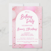 Invitation Filles rose fête d'anniversaire (Devant)