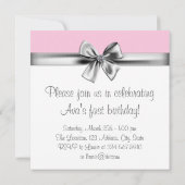 Invitation Filles rose Grey Photo Fête d'anniversaire (Dos)