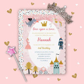 Invitation Filles Rose Magique Princesse Château Anniversaire
