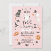 Invitation Filles rose orange gris Halloween Anniversaire (Devant)