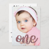 Invitation Filles Rose Parties scintillant or photo premier a (Devant / Derrière)