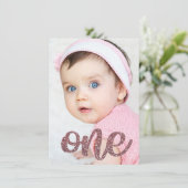 Invitation Filles Rose Parties scintillant or photo premier a (Debout devant)