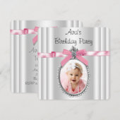 Invitation Filles rose Photo fête d'anniversaire (Devant / Derrière)
