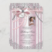 Invitation Filles rose photo première communion (Devant / Derrière)