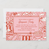 Invitation Filles rose rouge coulepover fête d'anniversaire (Devant)