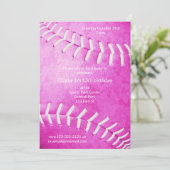 Invitation filles rose softball anniversaire ou fête d'équipe (Debout devant)