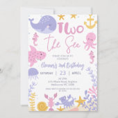 Invitation Filles Rose Violet Jaune Deux Anniversaire de la M (Devant)