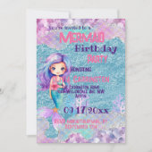 Invitation Filles rose violet Parties scintillant sirène fête (Devant)