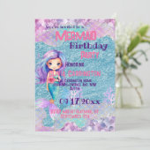 Invitation Filles rose violet Parties scintillant sirène fête (Debout devant)