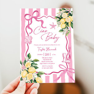 Invitation Filles roses Baby Shower italien Ciao Baby Lemon