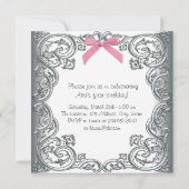 Invitation Filles roses blanches 1er anniversaire (Dos)