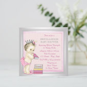 Invitation Filles roses et argent apportent une douche de béb (Debout devant)