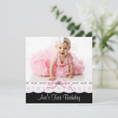 Invitation Filles roses et noires Photo Anniversaire (Debout devant)